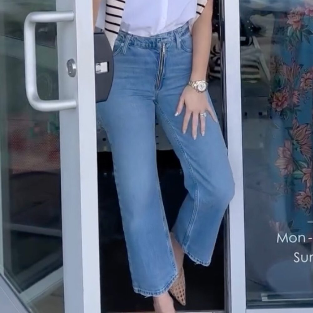 Le Jane Crop Asymmetrical Frame Denim
